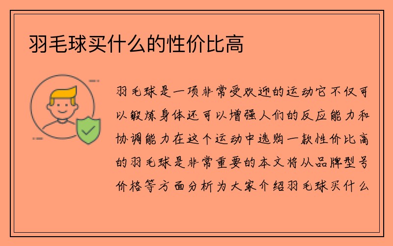 羽毛球买什么的性价比高